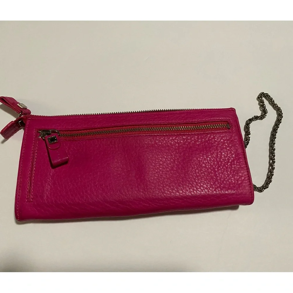 Liz Claiborne Leather Clutch Wallet Silver Chain Strap - Picture 2 of 12